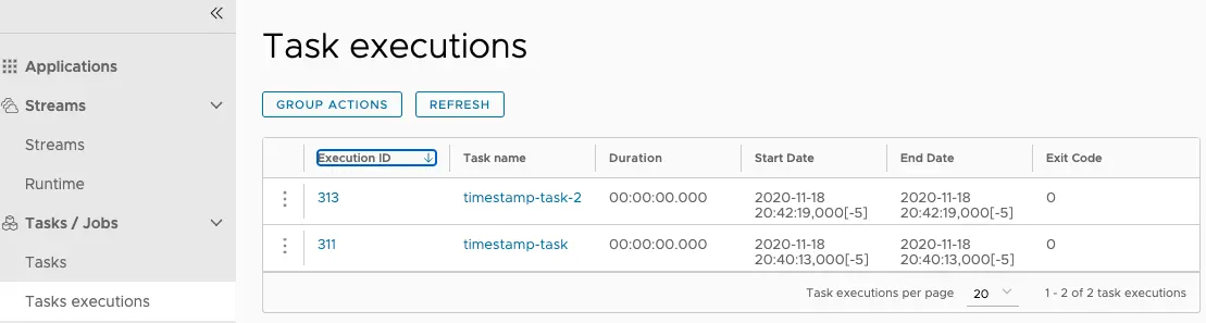 timestamp-task execution