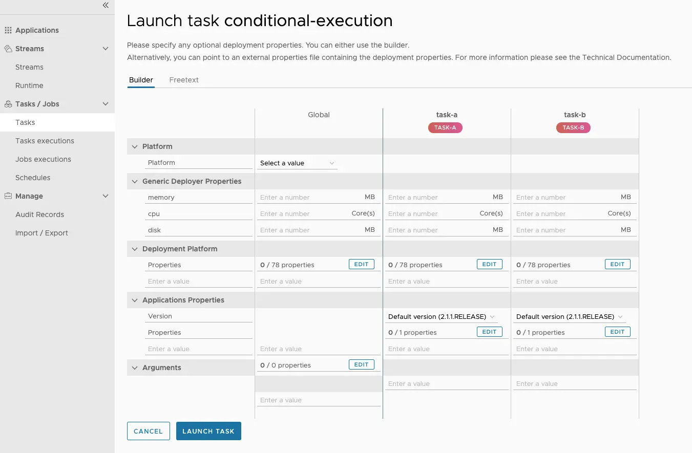 Conditional Execution Task Definition Launch